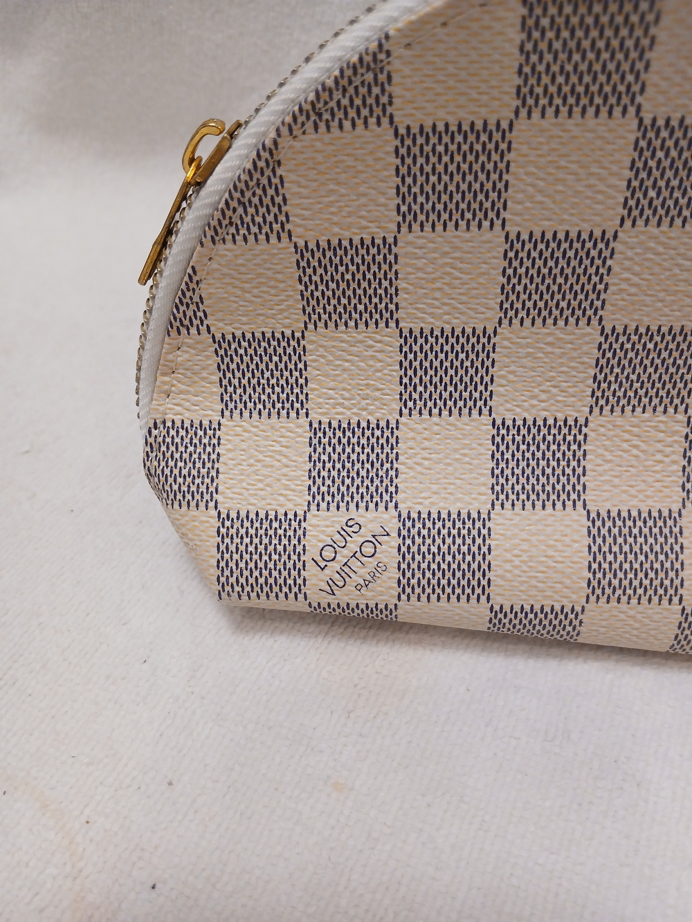 Cream and Gray Checkered Zip Cosmetic Pouch Duo - Picture 2 of 10